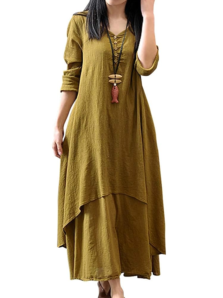 kichiya_pattern ワンピース リネン PICHI(ピチ)の「リネンタッチAラインロングワンピース マキシ