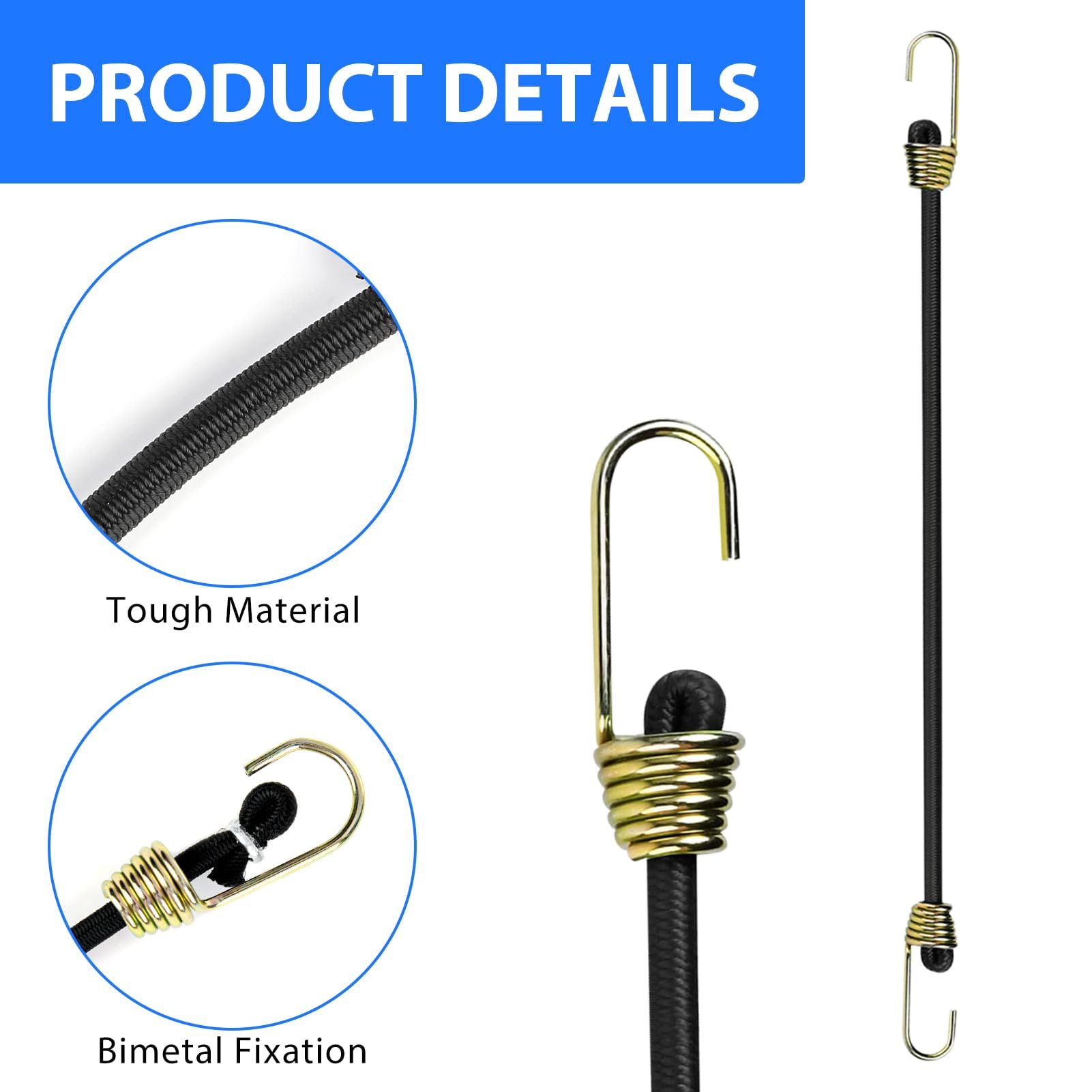 Short Bungee Cords with Hooks 10Pcs: Miunpri Bungee Cord Heavy Duty 24cm - Bungee Straps Elastic - Weatherproof Rubber Bungee Cords - Black Elastic Straps for Bundling and Securing Small items - Image 4
