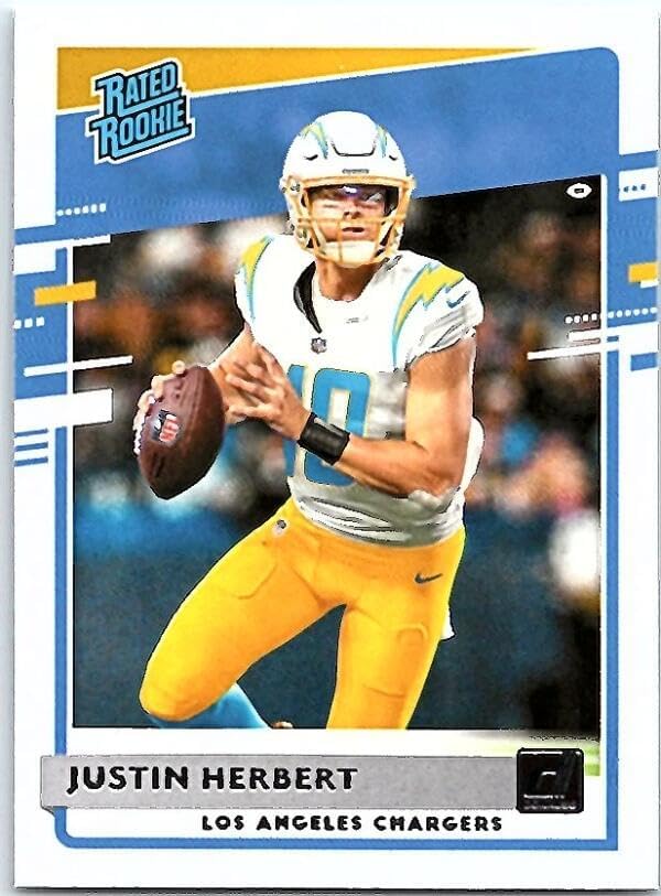 2020 Donruss #303 Justin Herbert Los Angeles Chargers NFL Football Card (RC - Rookie Card) NM-MT