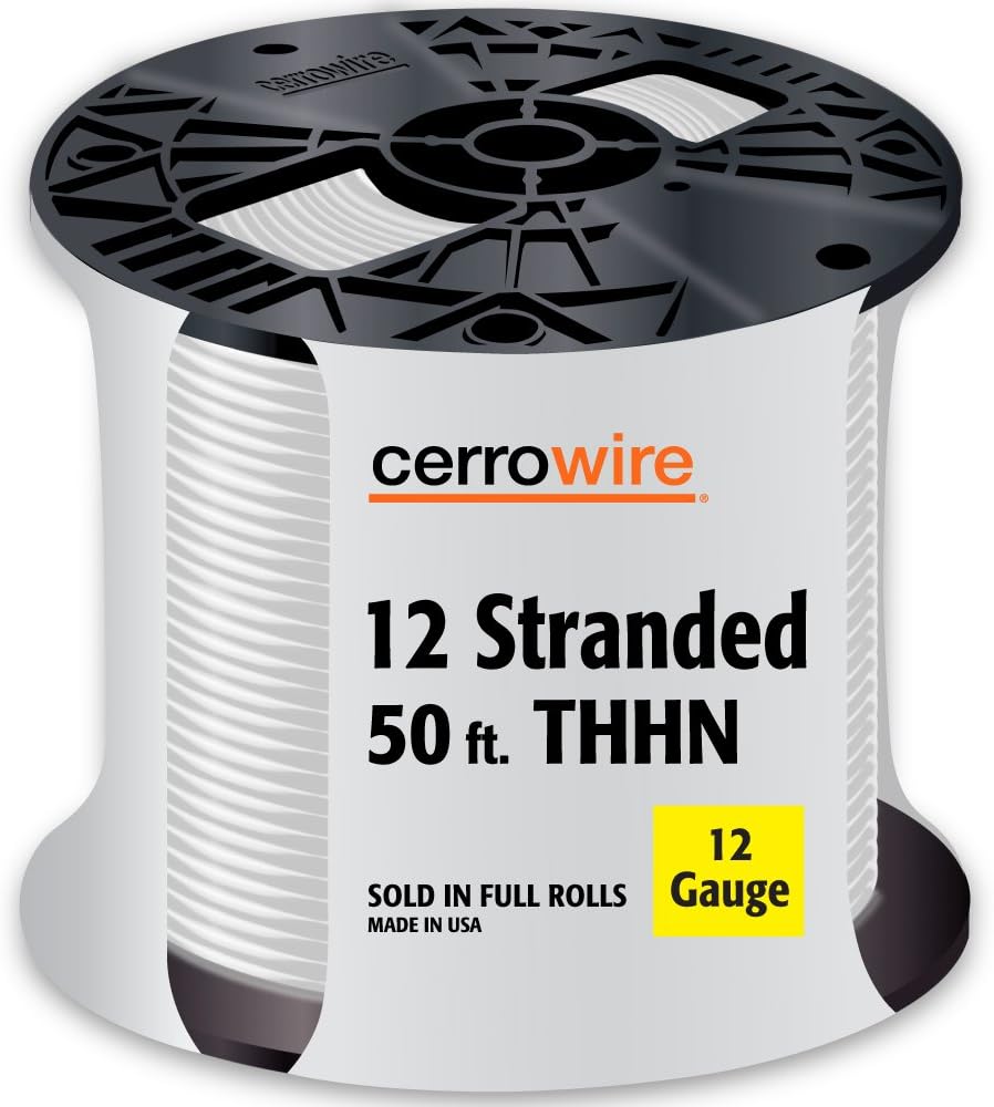 Cerrowire 1123602BR 50Feet 12 Stranded THHN, White Electrical Wires