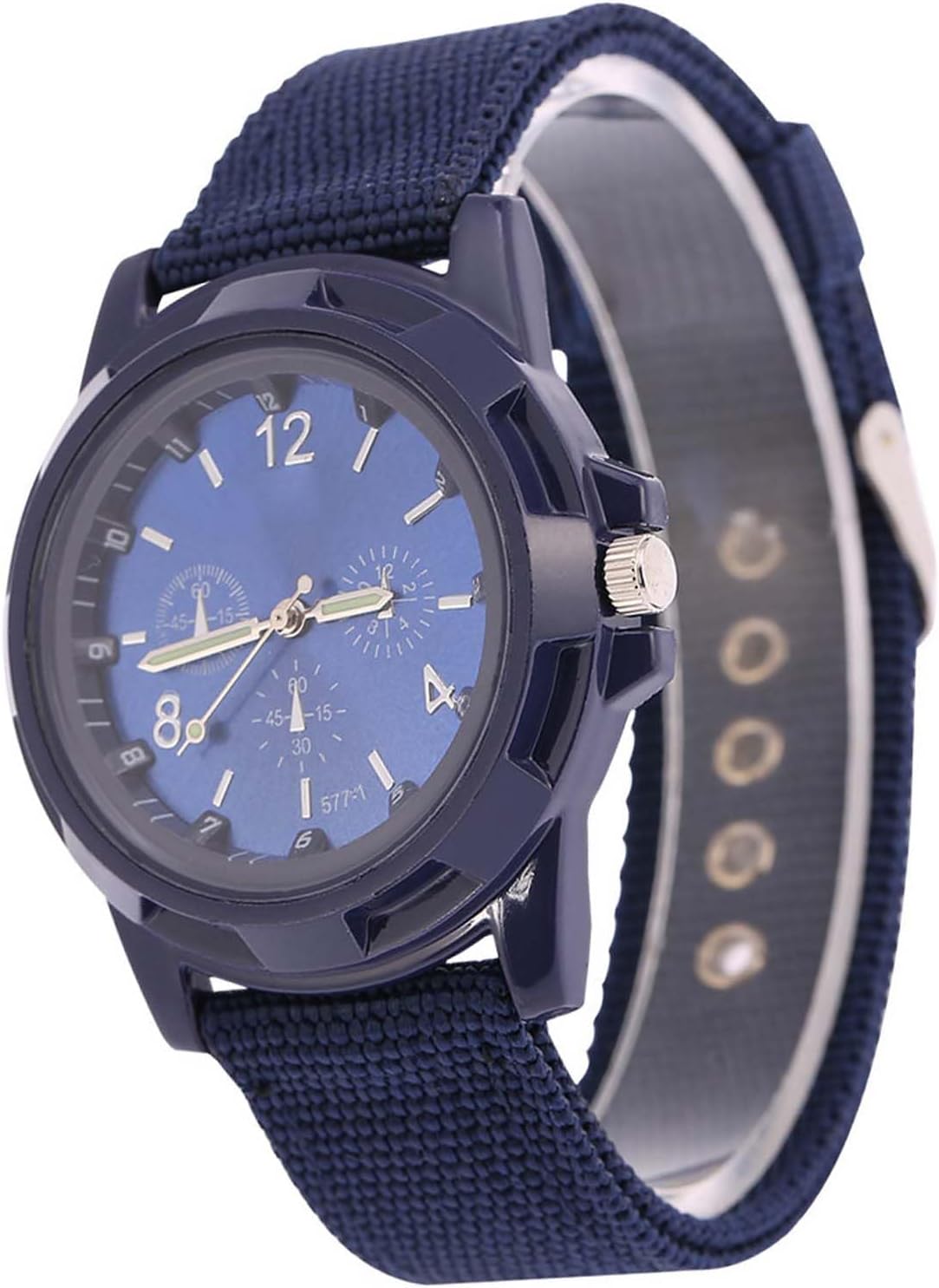 Keenso Round Nylon Strap Military Wristwatch Electronic Analog Watch Alloy Case Pin Buckle [4Colors for Army Daily Wear
