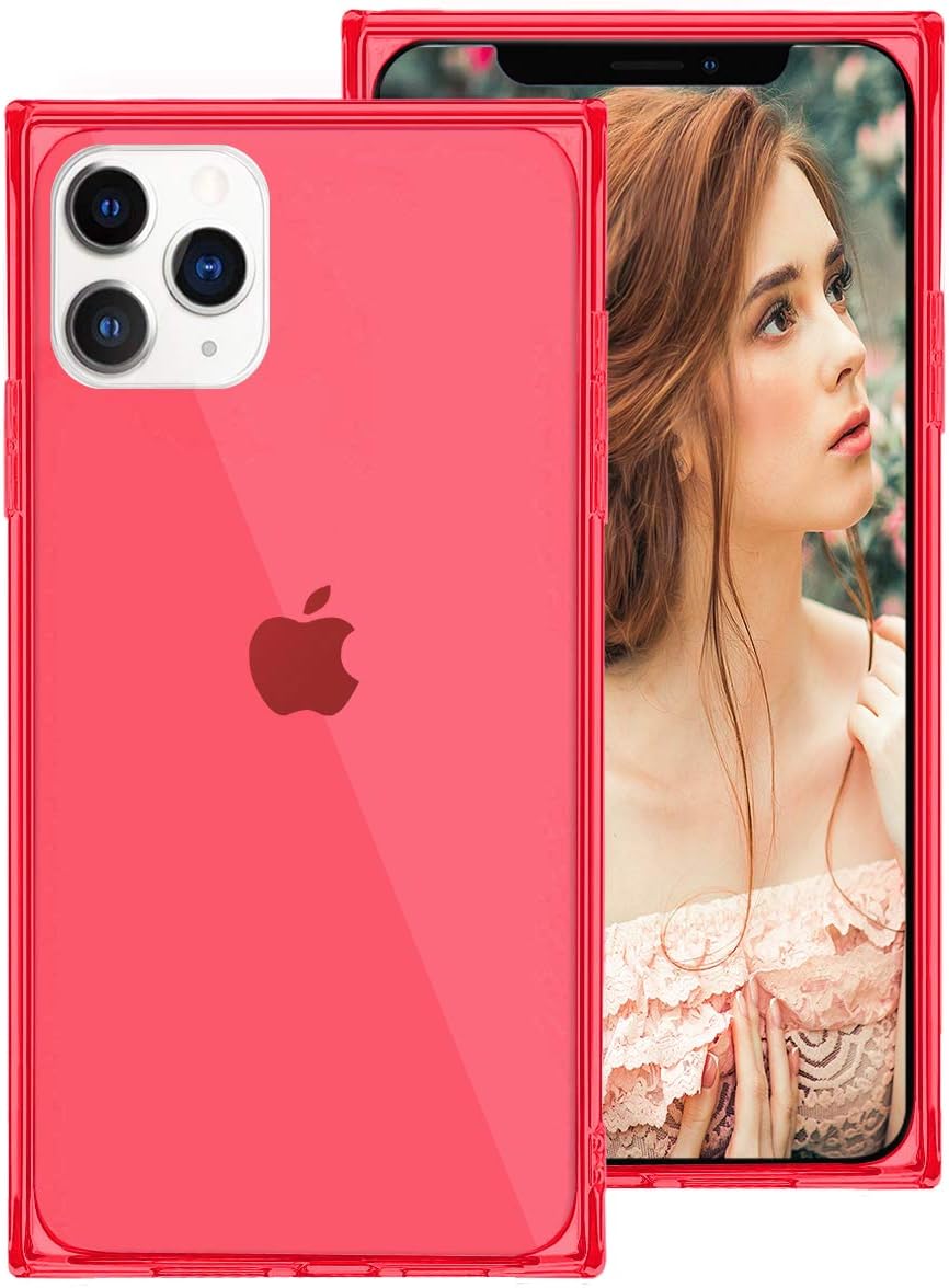 Amazon Com For Iphone 12 Pro Max Case Square For Iphone 12 Pro Max Case For Girls Women Crystal Clear Cute Design Soft Silicone Protective Case With Reinforced Edges Corners For Iphone 12pro Max Red