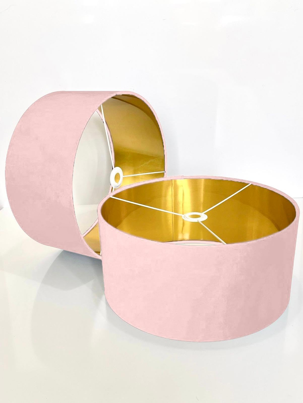 New Handmade by Order Blush Pink Velvet Drum lamp Shade Ceiling Shade with Metallic Lining of Gold,Silver or Copper lamp Shades Suitable for Ceiling and Tables