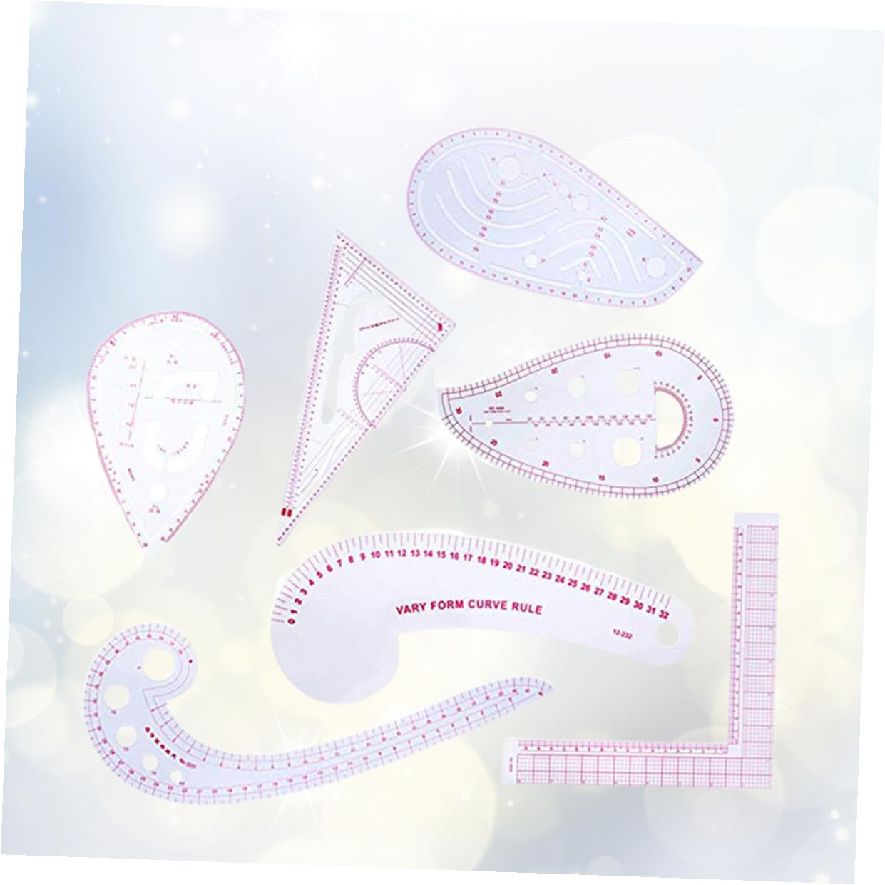 PLAFOPE 7 piezas Kit de Reglas de Costura para Patchwork y Confección Acrílicas Multifuncionales para Medir con Alta Precisión para Diseño de Ropa y Manualidades DIY Casa