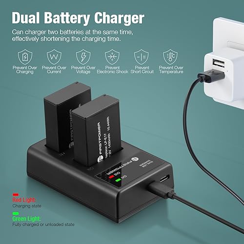 Miniatura 4 de FirstPower Paquete de 2 baterías LP-E17 y cargador USB dual compatible con Canon EOS RP, Rebel T6i, T7i, T8i, T6s, SL2, SL3, M3, M5, M6, 200D, 77D,