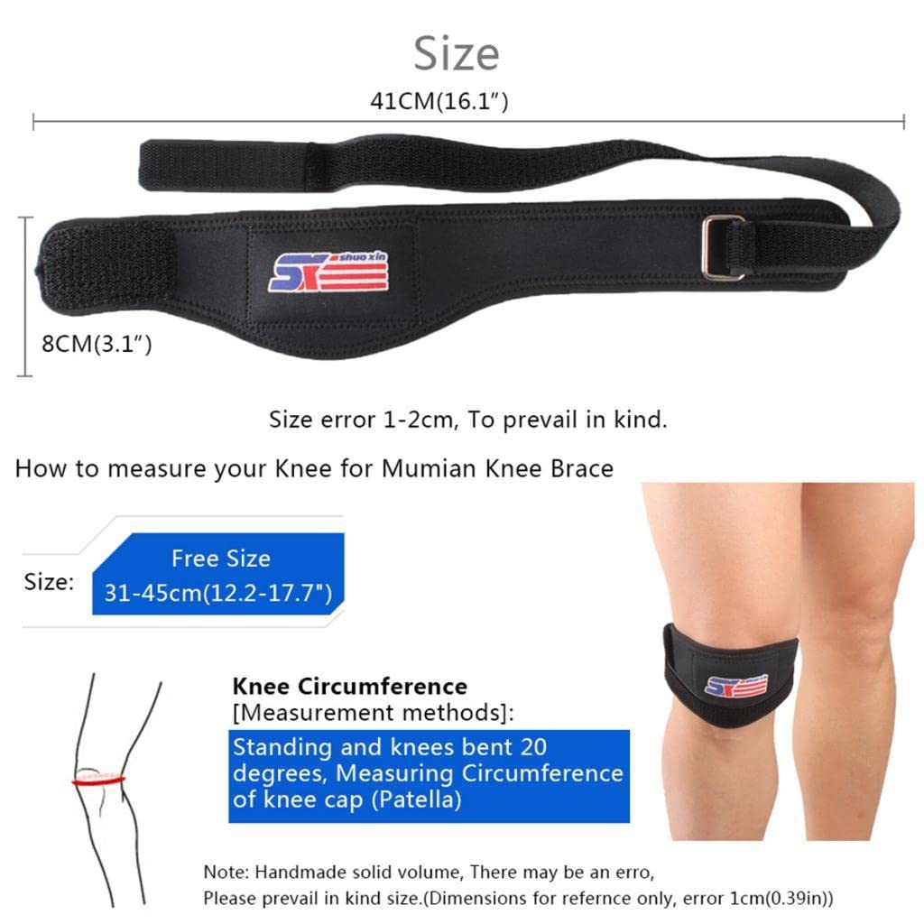 3 Piezas Correa Rotuliana Ajustable Soporte Ortesis Envoltura Tendón Protector con Almohadilla Reforzada de Neopreno Y Nailon, 4 piezas