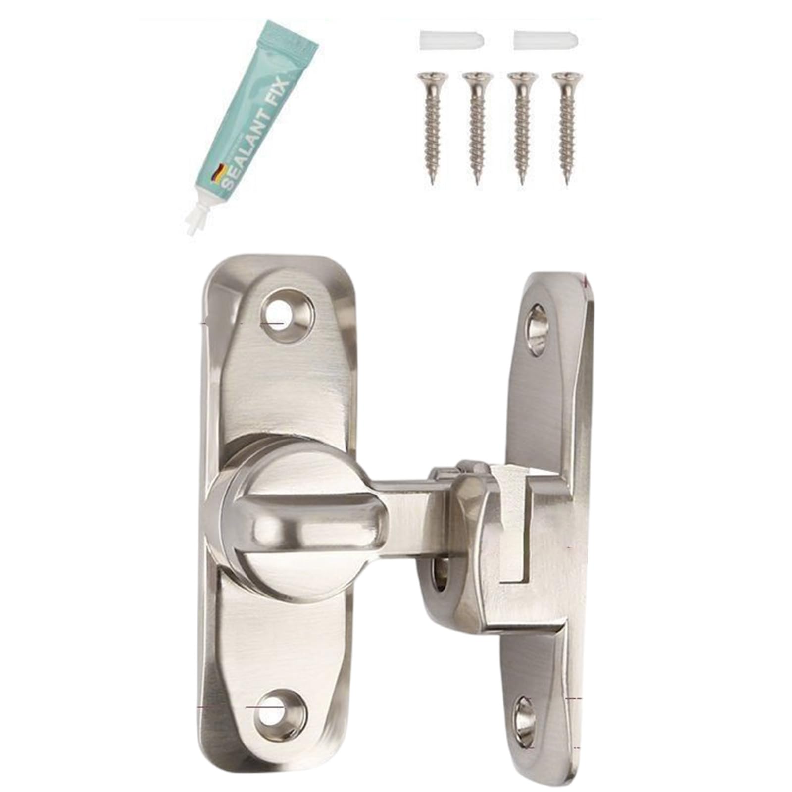 Tertioi Silver Zinc Alloy Inverted Door Lock 90/180 Degree Sliding Anti-Theft Barn Hardware Privacy Bolt