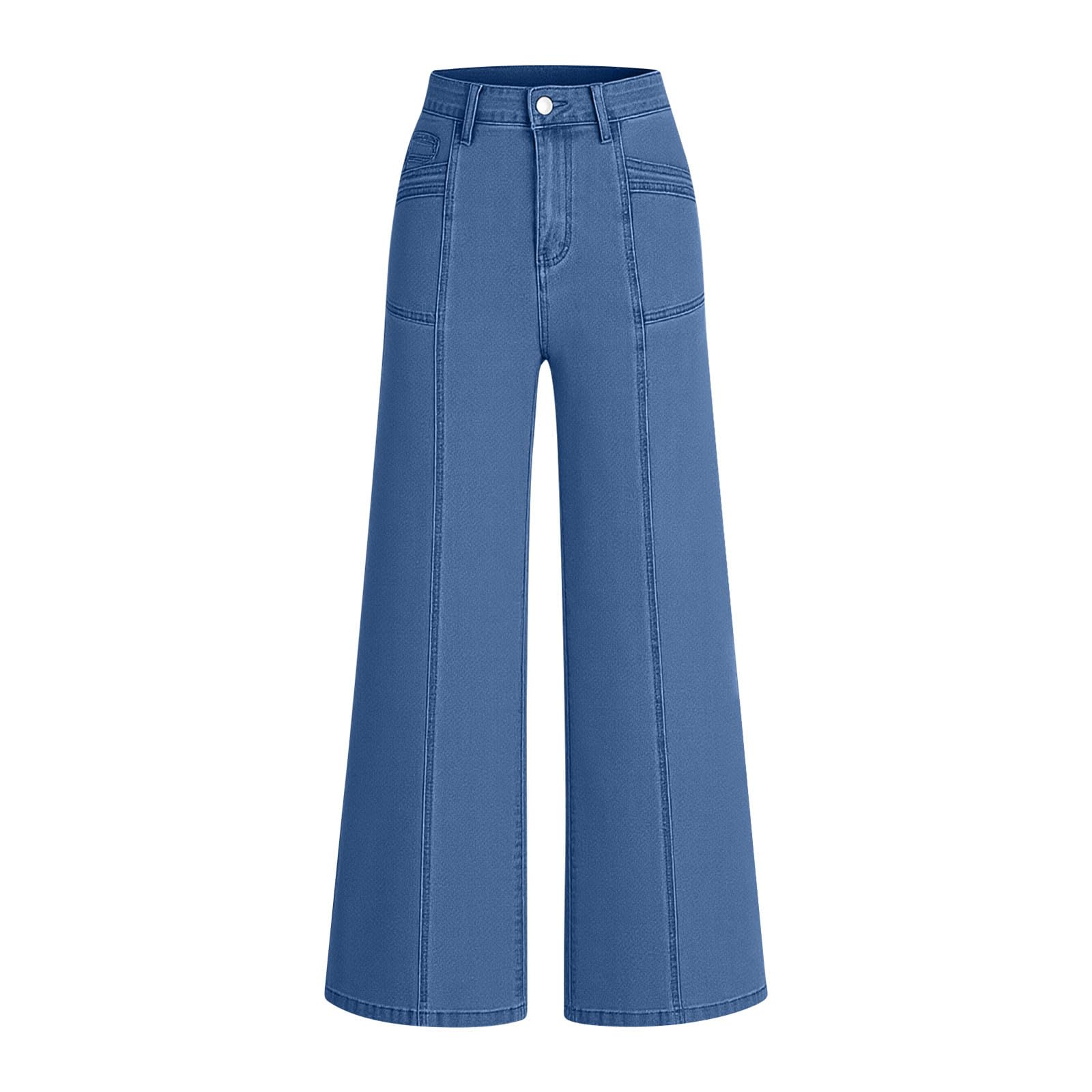 Vaqueros Mujer Rectos,Tiro Alto Pantalones Vaqueros Piernas Anchas Cómodos con Cintura Alta Pantalon Denim Holgado con Bolsillos para Uso Diario y Ocio Classico Comodos Wide Leg Jeans