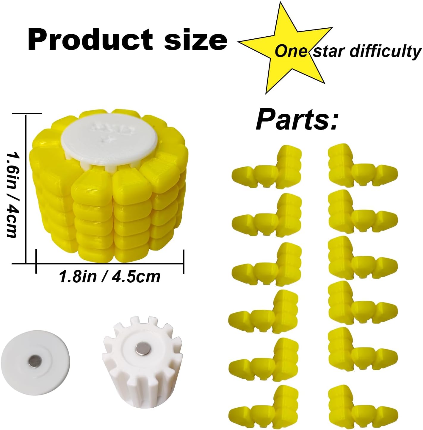 3pc 3D Printed Corn Puzzle, Brain-Teasing Game & Sliding Blocks Three-Dimensional Mini Size Corn Shaped Puzzle Creative DIY Cylindrical Sliding Blocks Building（Three Levels of Difficulty）
