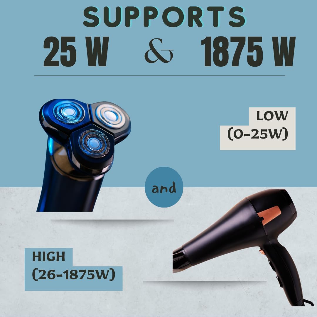 Dual Wattage International Travel Voltage Converter Step Down 220V to 110V Voltage Power Converter for Curling Irons, Steam Iron Hair Dryer from US to Europe Australia UK Malta Over 150 Countries