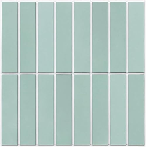 10 azulejos 3D de pared 3D de color verde mate de 11.8 x 11.8 pulgadas, ultraligeros y finos, azulejos de mosaico lineal 3D de PVC para cocina,