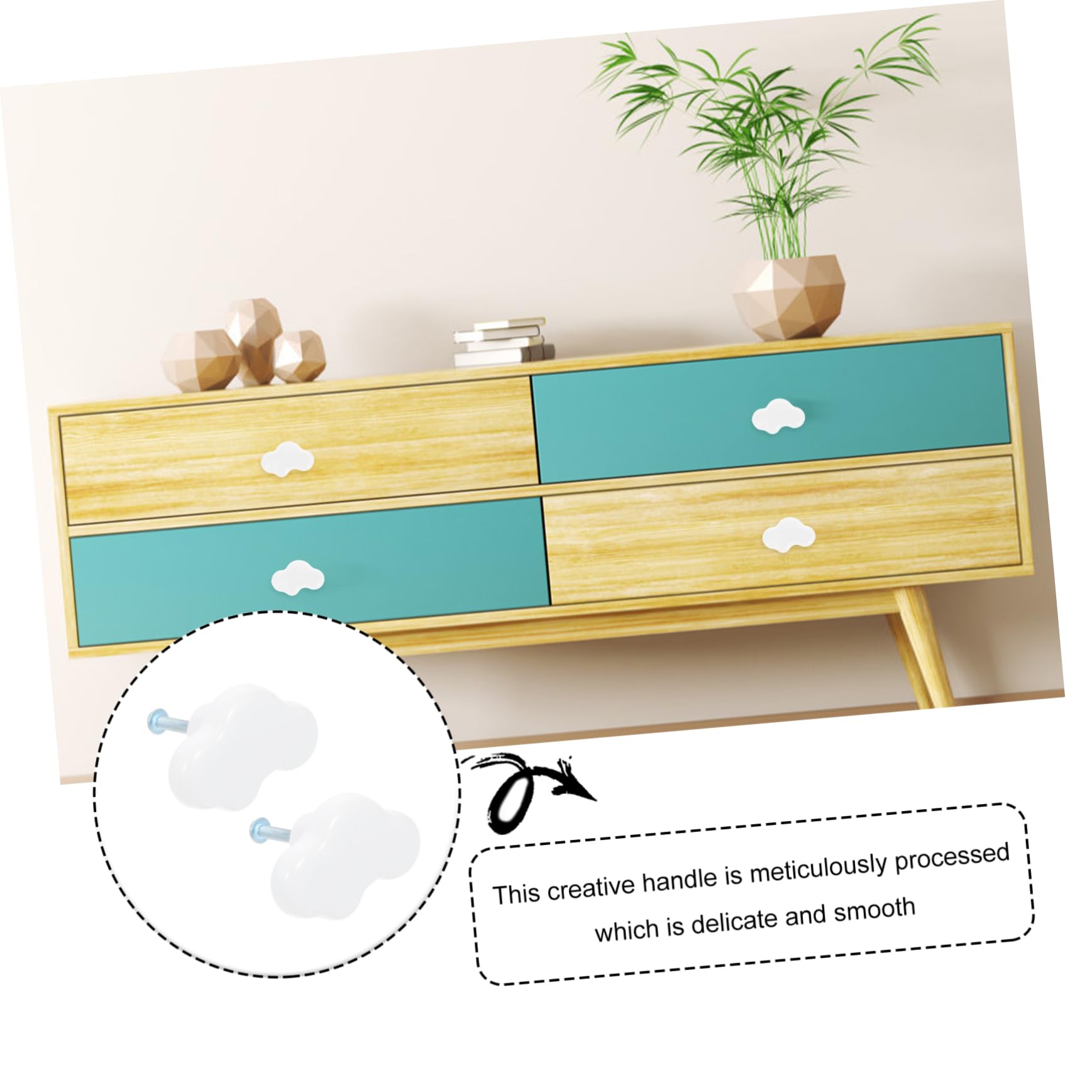ULDIGI Elegant Cartoon Cloud Knob Set Ceramic Drawer Handles Single Hole Pulls for Bedroom Kitchen Cabinet