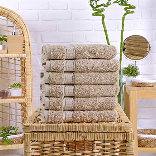 Aztec Naturals Personalized Towels, Hotel & Spa Quality, Super Soft, Highly Absorbent, Bathroom Towel Sets, 100% Turkish Genuine Cotton 2 Piece Hand Towel Set, Beige #TOP5