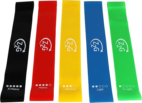 Miniatura 3 de Z2G Juego de bandas de resistencia  5 bandas de ejercicio con bolsa de transporte para entrenamiento de fuerza, terapia física, yoga, pilates,