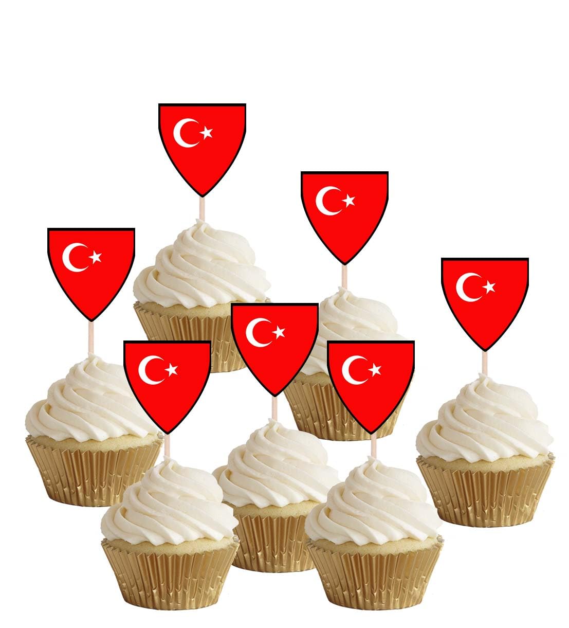 AK Giftshop Turkey Flags Party Food Sticks Picks Cupcakes Decorations Toppers (24 Pack)
