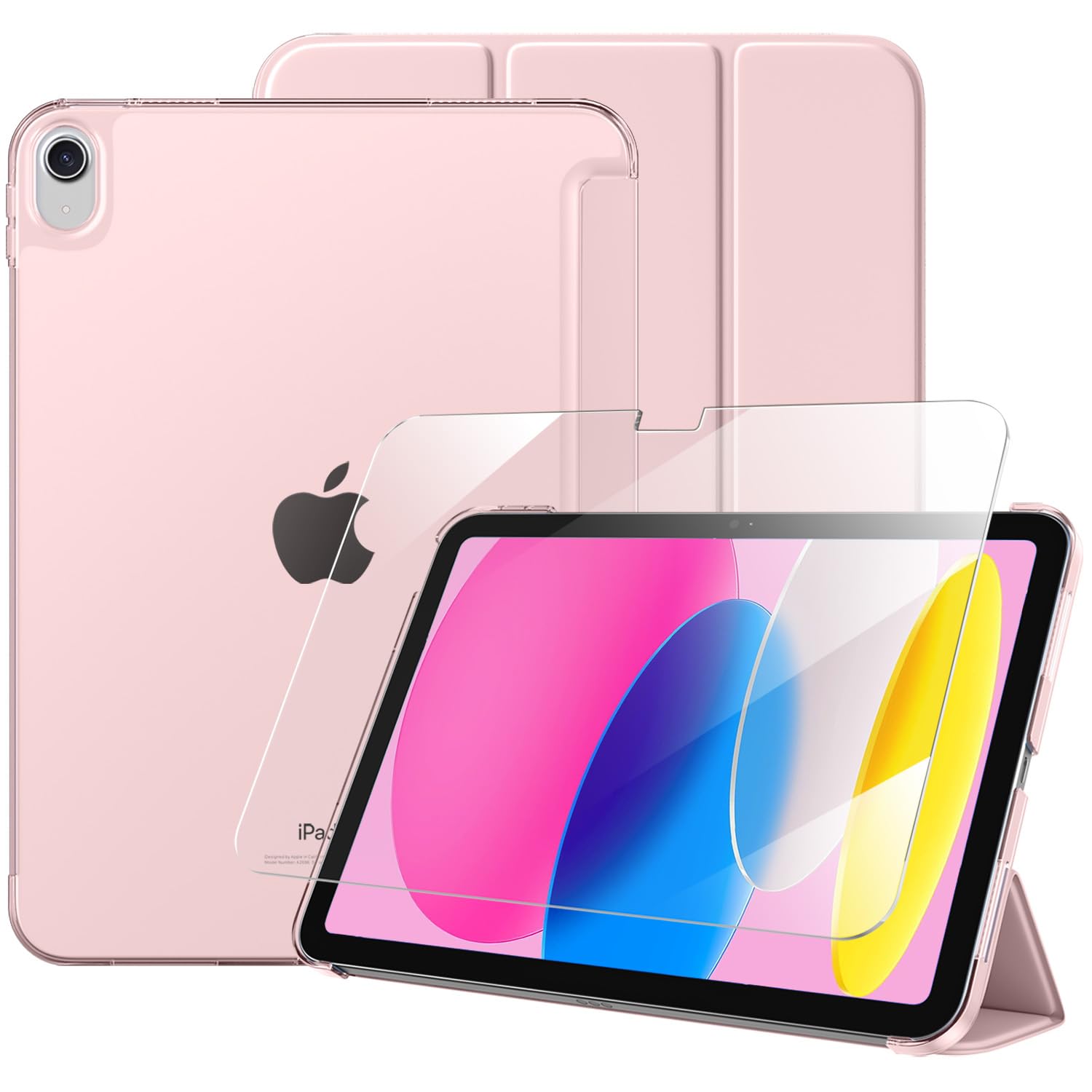 Photo 1 of ** MISSING SCREEN** Mastten for iPad (A16) 11th Generation Case 11 Inch 2025 , iPad 10th Generation Case 10.9 Inch 2022 Cute Slim Hard Translucent Back Full Protective Trifold Stand Cover, Pink