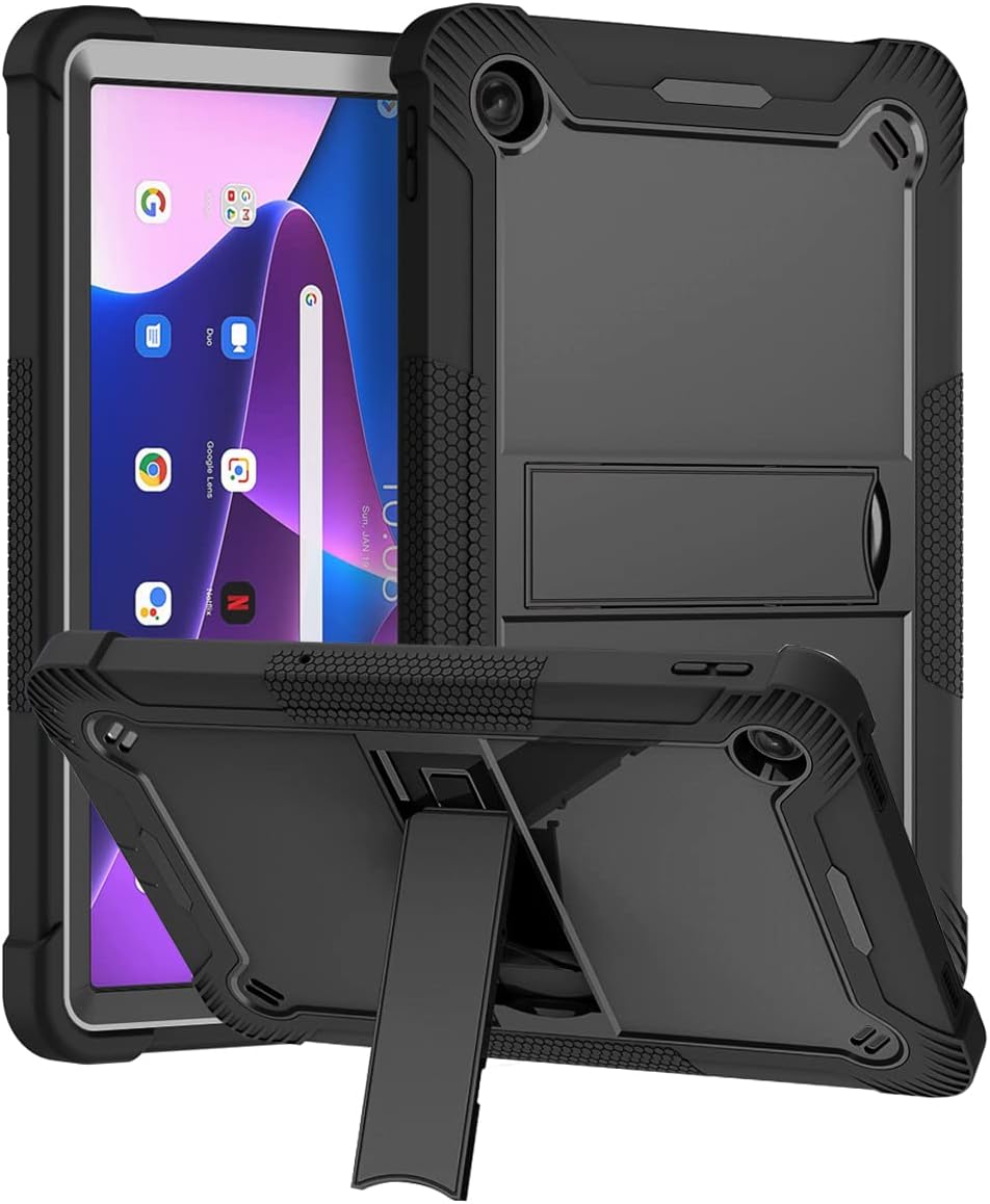 Housse Lenovo Tab M10 3ème Génération 2022 - Étui PU Mince, Support Intégré, Protection Complète - Noir