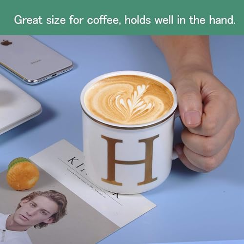 Miniatura 7 de Miicol Taza de café de cerámica de 16 onzas, taza de café con monograma, taza de té con inicial dorada, taza de té personalizada, regalo único, taza