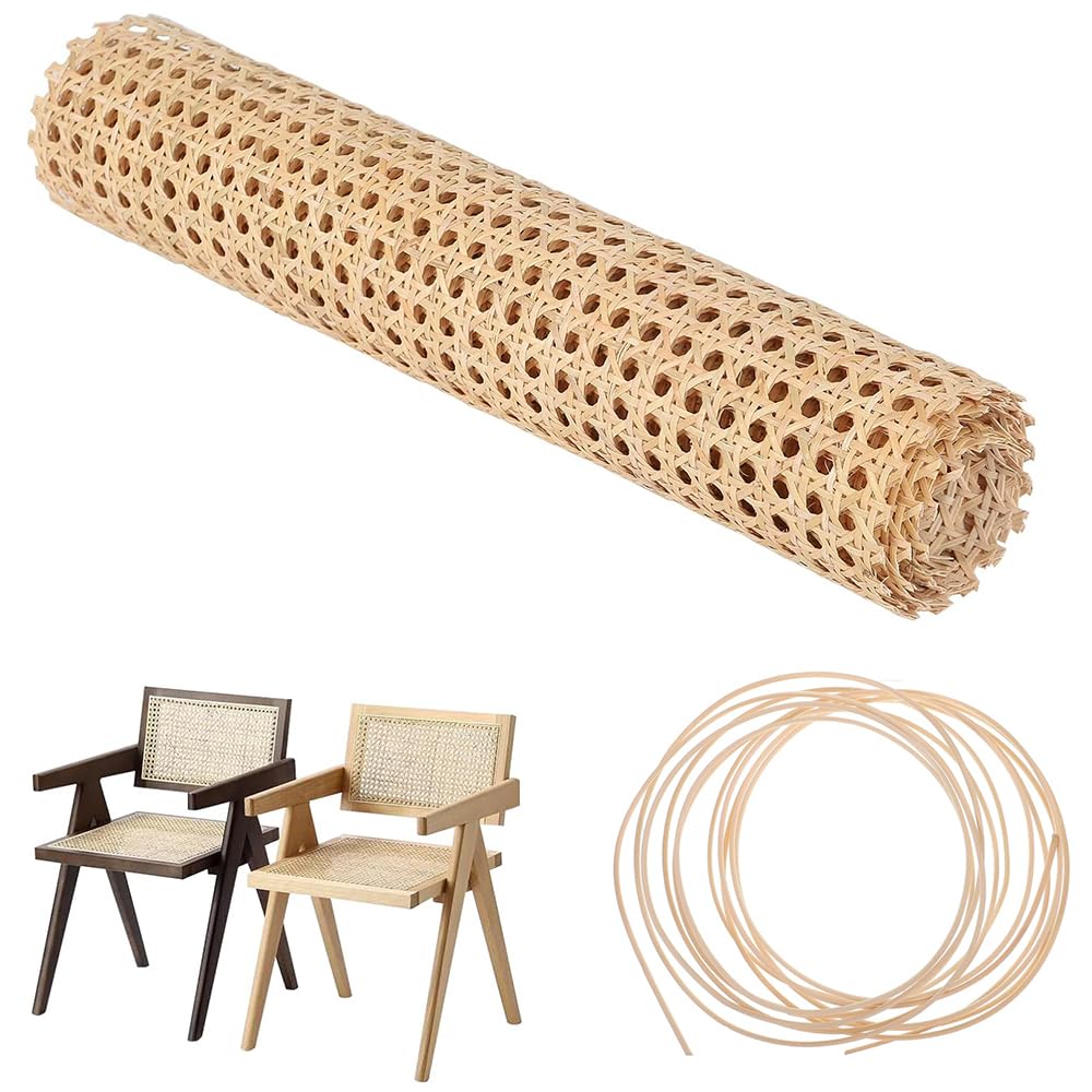 HEYOUTH Larghezza Fettuccia Rattan, Fettuccia Aperta Foglio di Rattan Intrecciato,Larghezza in Rattan,con pressa a Barra Circolare da 2-6 Metri,per Mobili Sedie Armadietti,DIY Craft(2 m x 35 cm)