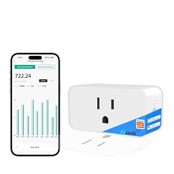 Mini Energy Monitoring Smart Plug, 15A, 2.4 GHz Wi-Fi Outlet, 1-Pack