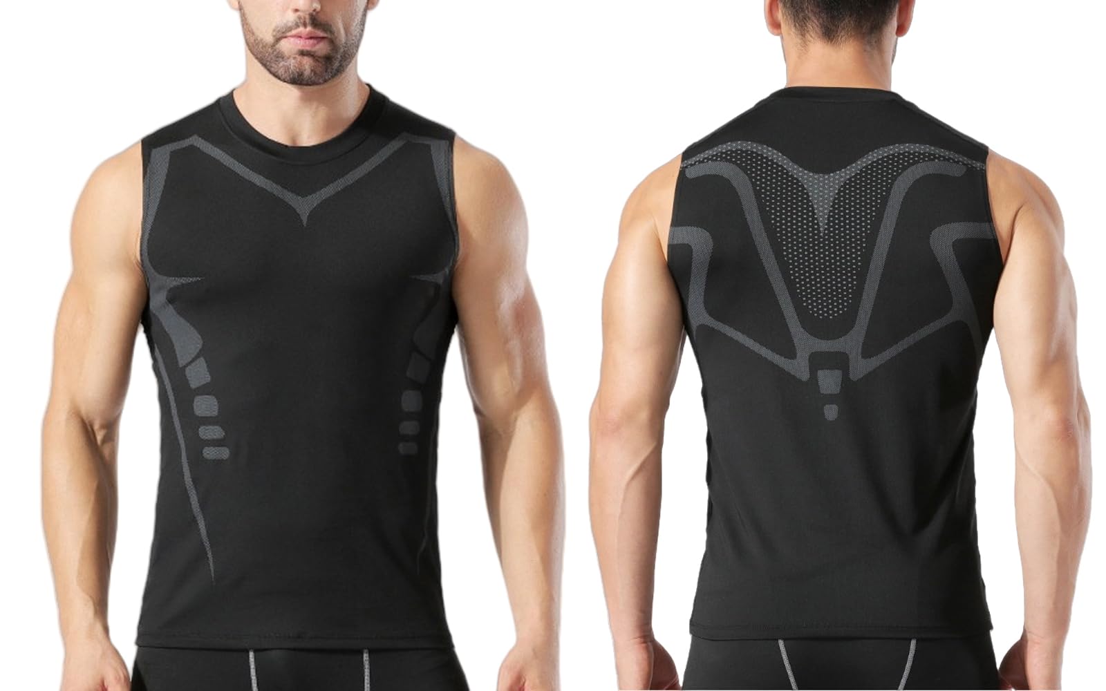 Camiseta de compresión Sin Mangas para Hombre Camisetas de Correr Ranspirable Secado Rápido para Hombre Tops de Jogging Fitness