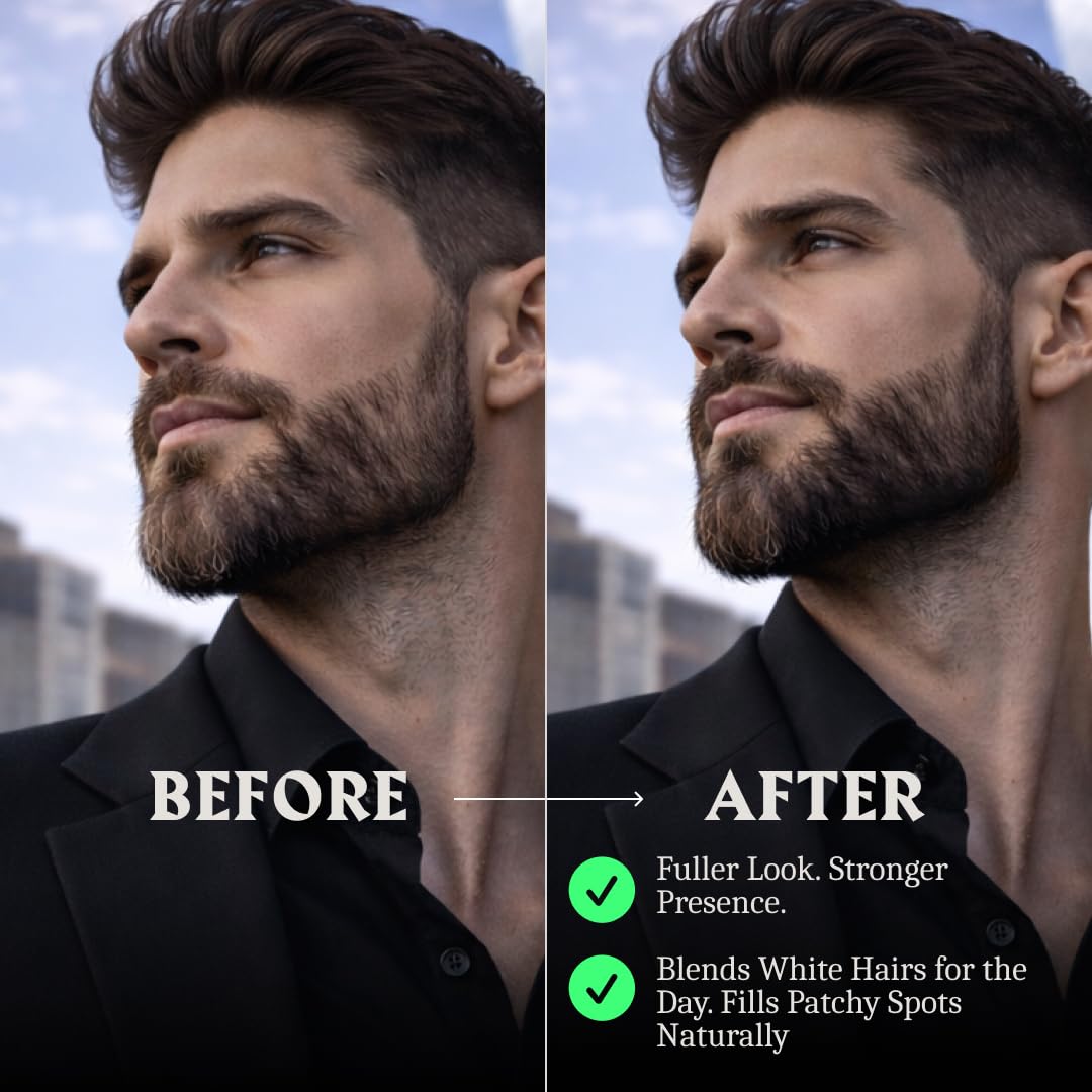 Striking Viking Beard Pencil Filler, marrone scuro – Set di matite da barba impermeabile, realistica e durevole con 1 penna stilografica e pennello, migliora i peli del viso