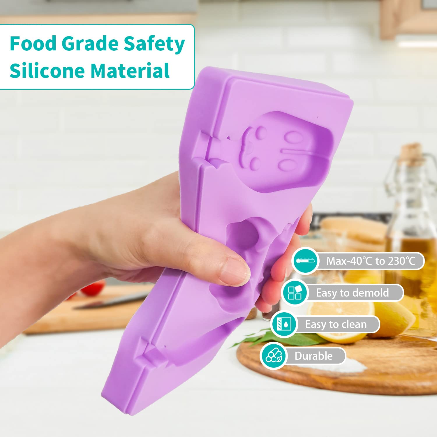 3 Pezzi Stampi per Gelato Silicone, Stampi per Ghiaccioli 8 Cavità, Formine per Ghiaccioli Senza BPA, Stampo Gelato con 100 Bastoncini per Ghiaccioli, 50 Buste, 50 Filo di imballaggio e 60 Adesivi