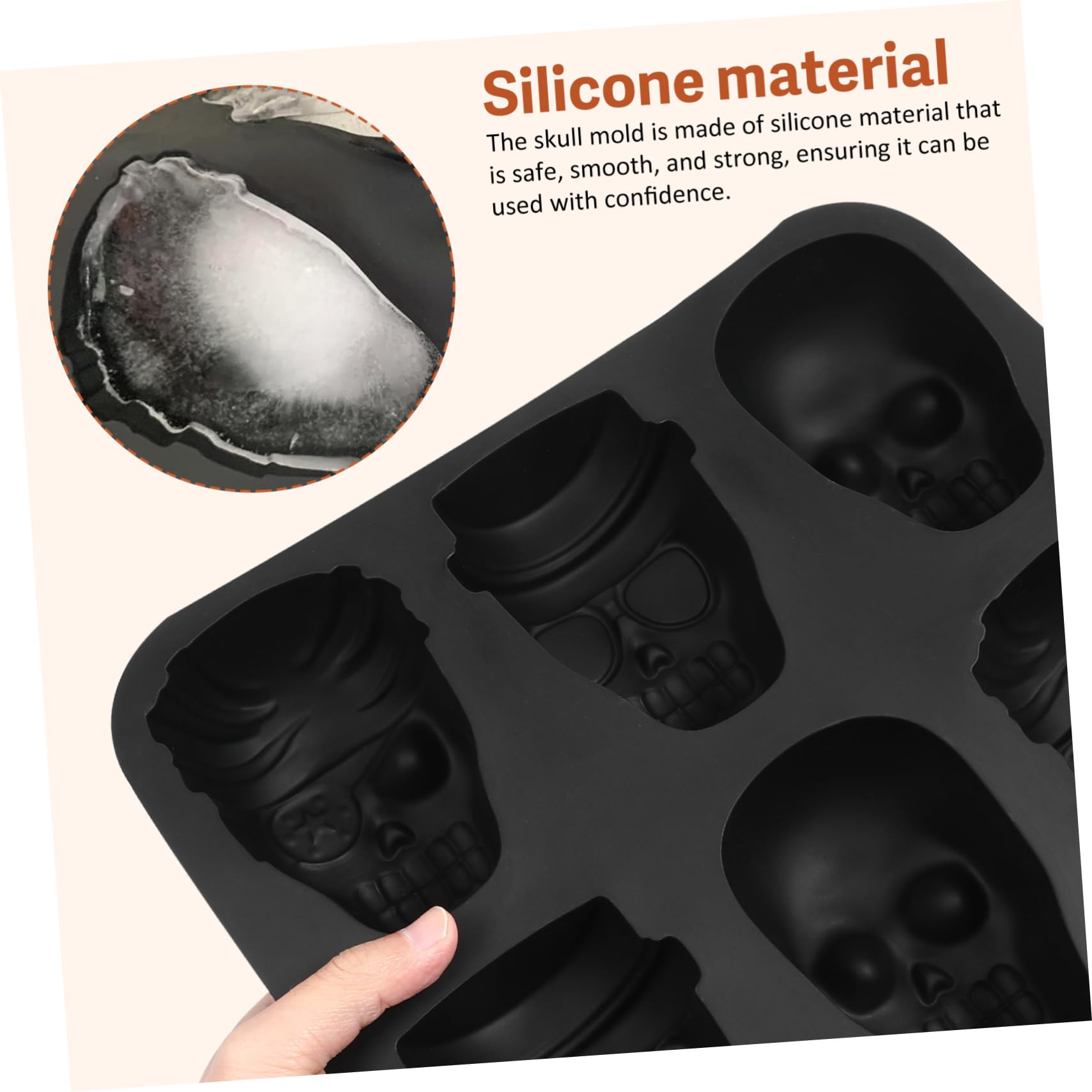 MAGICLULU 4 Piezas Molde De Hielo De Calavera Bandeja De Cubitos De Hielo De Halloween Molde De Chocolate De Halloween Bandeja De Cubitos De Hielo De Calavera Molde De Azúcar Gel De Sílice
