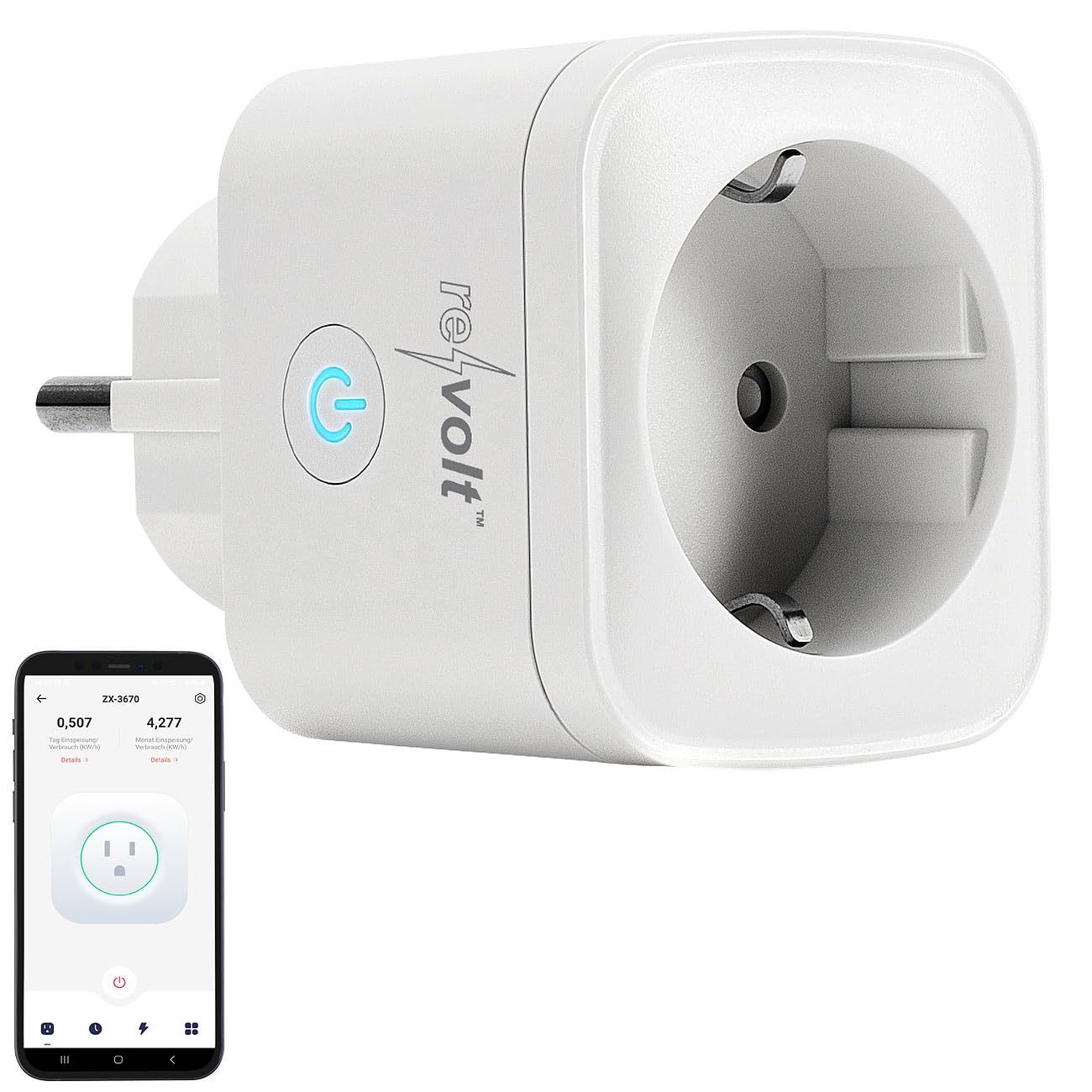 revolt contatore energia wifi: Set da 2 Spina per misurazione dell'energia, per accumuli LIT-2150, App, WLAN (presa con contatore di consumo elettrico, di energia)