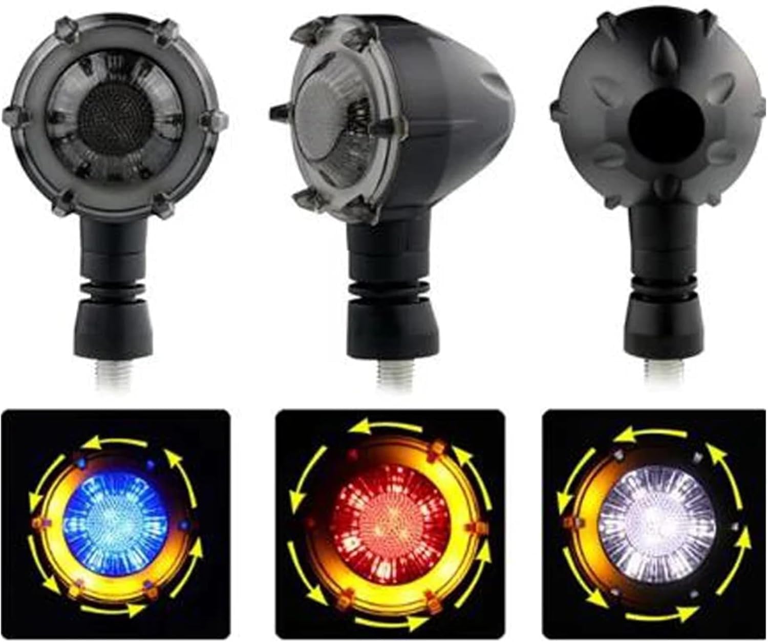 Generic Mini uniwersalne wskaźniki Dla Kawasaki Dla Versys 650 1000 ZX6R ZX10R ZX7R ZX11 Lampki sygnalizacyjne LED sekwencyjne płynne i migające Lampka kontrolna 12 V 10 mm Światło