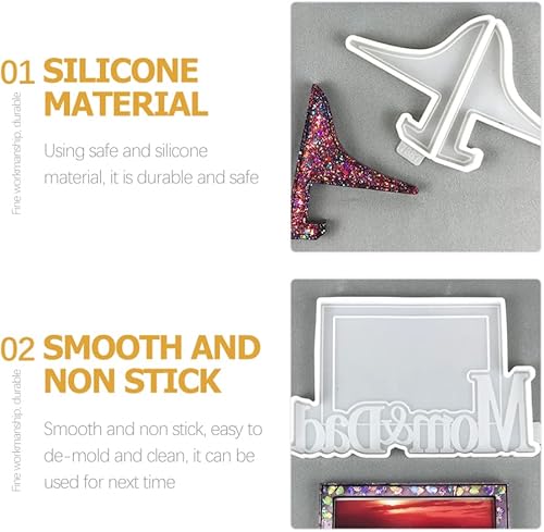 Miniatura 5 de Didiseaon 1 juego de marcos de fotos para el día de la madre, moldes de resina de silicona, molde de silicona para mamá, papá, molde de marco de