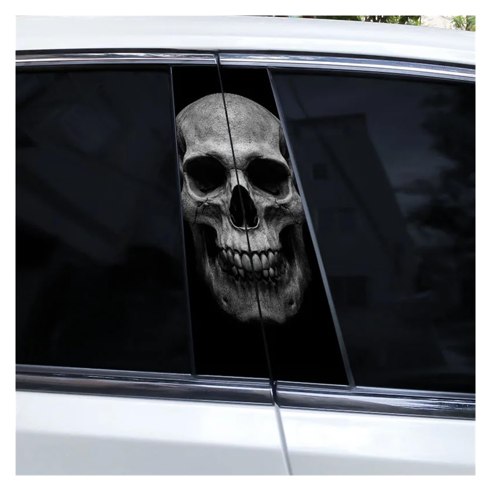 Car Side Decals 2pcs Flame Skull Car Sticker Horror B-Pillar Waterproof Vinyl Cover Scratch Center Column Decal(Style F)