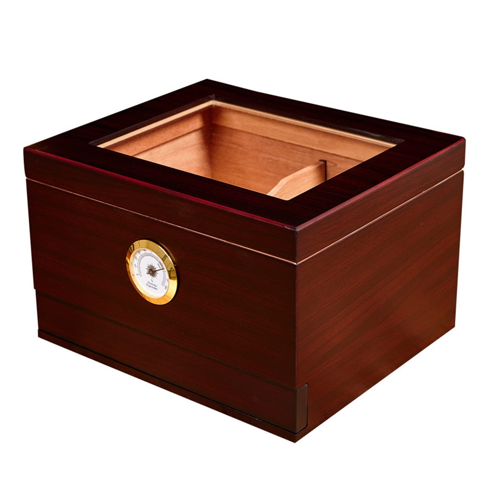Cigar Humidors Box With Hygrometer and Accessory Drawer Glass Top Cedar Wood Desktop Cigar Box Humidor Case Cigar Accessories Holds 40 Cigars