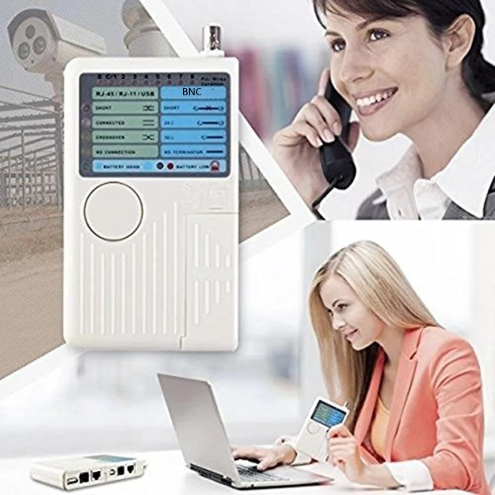 Tester per cavi di rete multifunzione professionale 4 in 1 RJ45/RJ11/USB/BNC LAN, Cat5 Cat6