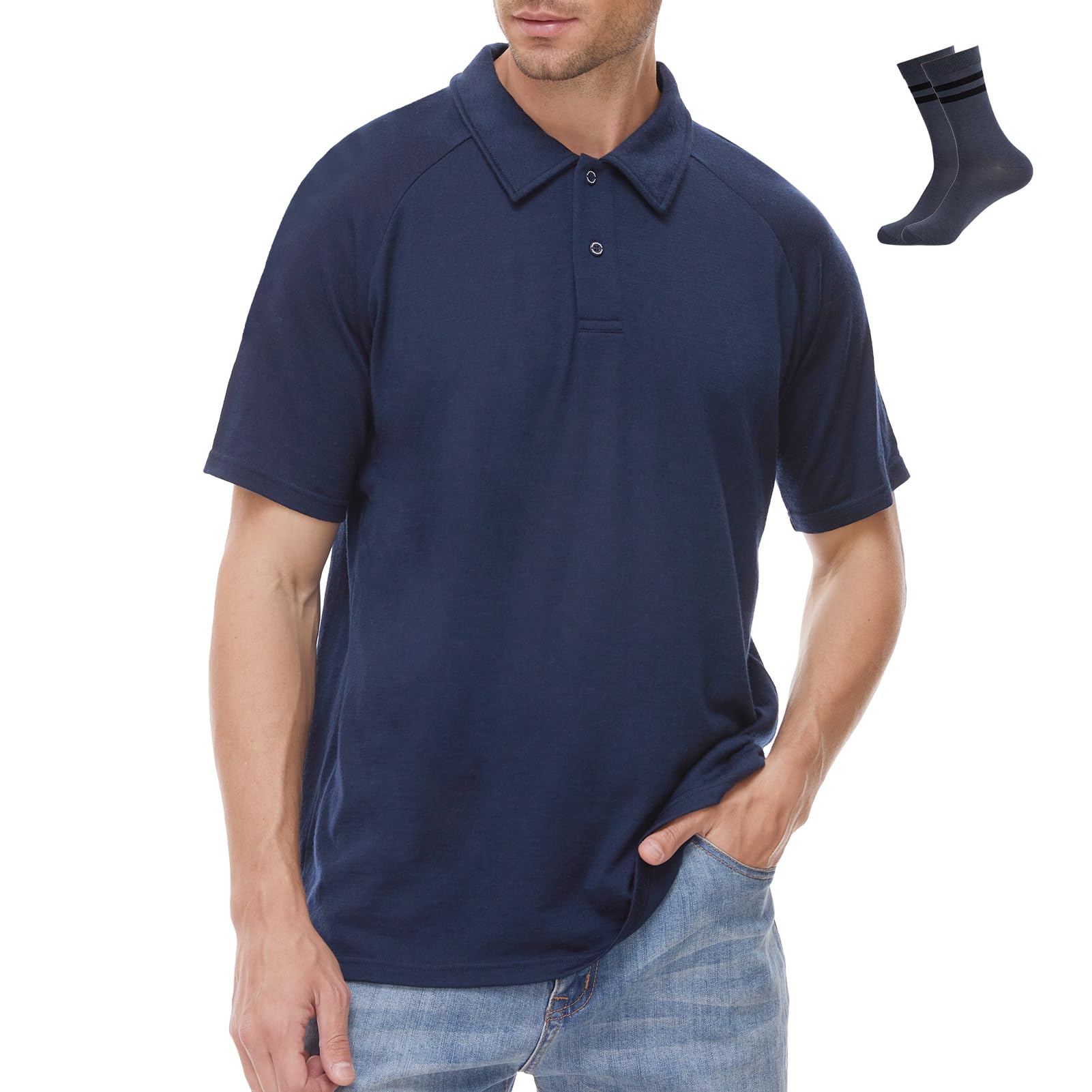 MERINNOVATION Merino Wool Polo Shirts Men - 100% Merino Wool Shirts for Men Short Sleeve Wicking Base Layer