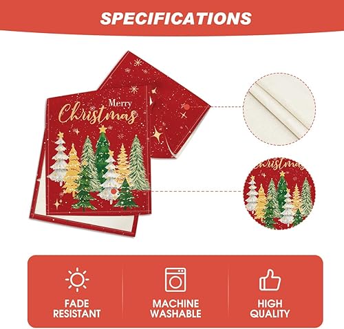 Miniatura 6 de Artoid Mode Camino de mesa de Navidad con árboles de Navidad, decoración de mesa de comedor rojo de invierno para decoración de fiesta del hogar, 13