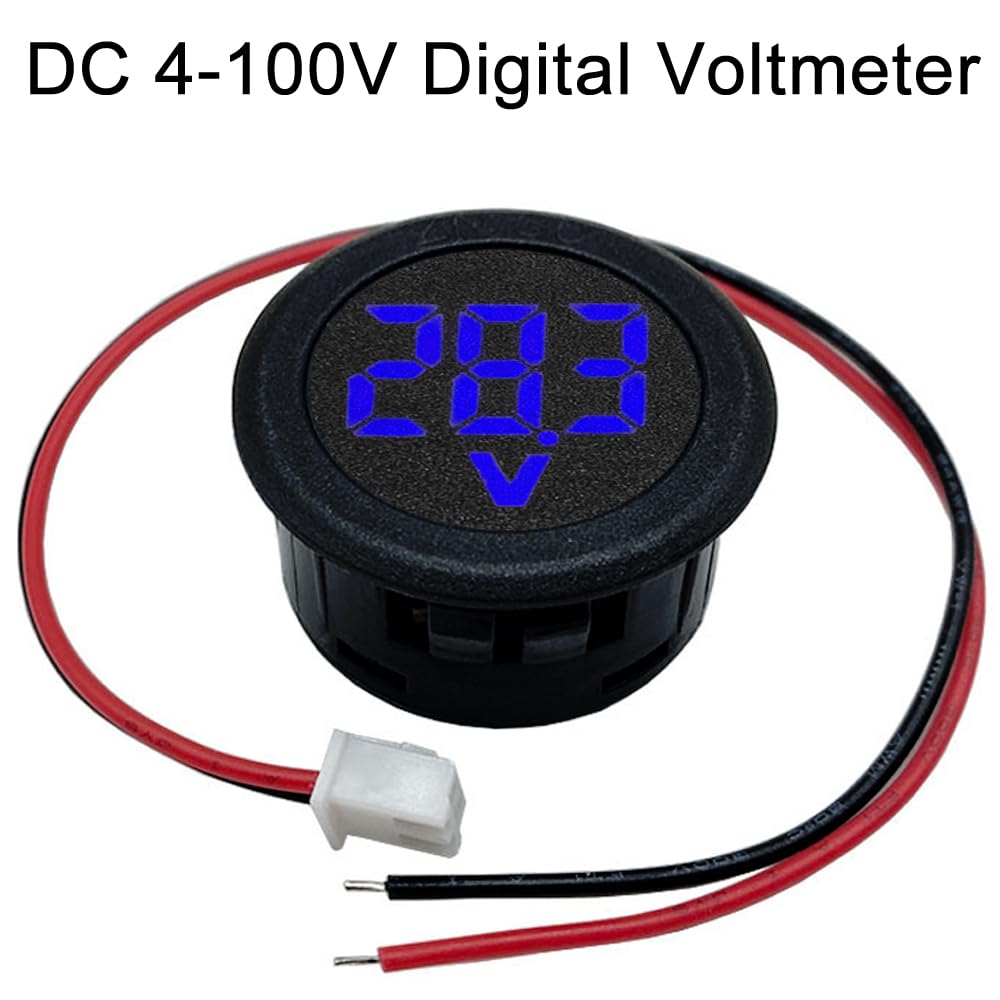 Greluma 2 Pz Voltmetro digitale DC 4-100 V, misuratore di tensione a 2 fili Rilevatore di voltmetro per camion moto Camper Caravan Marine