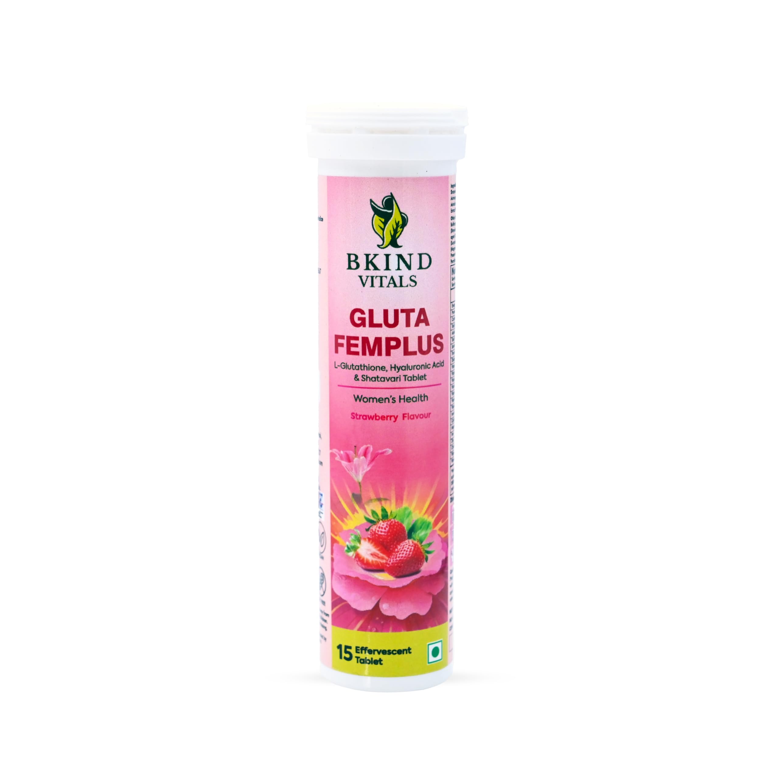BKIND VITALS Gluta FemPlus | Glutathione Skin Glow & Anti-Aging Tablets for Women | With Hyaluronic Acid & Shatavari | 15 Effervescent Strawberry ... BKIND VITALS Gluta FemPlus | Glutathione Skin Glow & Anti-Aging Tablets for Women | With Hyaluronic Acid & Shatavari | 15 Effervescent Strawberry ...