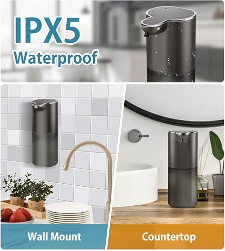 Miniatura 6 de Dispensador de jabón, dispensador automático de jabón espumoso con 4 controles de volumen ajustables, sin contacto, recargable, manos libres, bomba