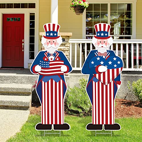 Capoda Large 4Th Of July Yard Sign, 4Th Of July Yard Decor Patriotic Yard Sign With H-Stand Plastic Garden Yard Sign For Independence Day Usa 4Th Of July Outdoor Garden Lawn Decoration, 32.3X12.6 In #TOP5