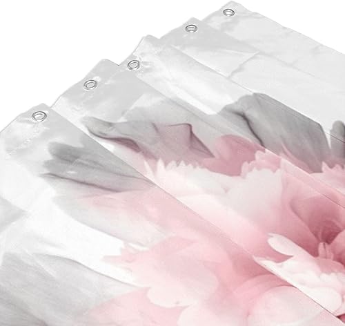 Miniatura 3 de YLATY2877 - Cortina de ducha abstracta de flores para baño, juego de cortina de ducha bohemia floral roja y rosa, tela transparente, moderna,