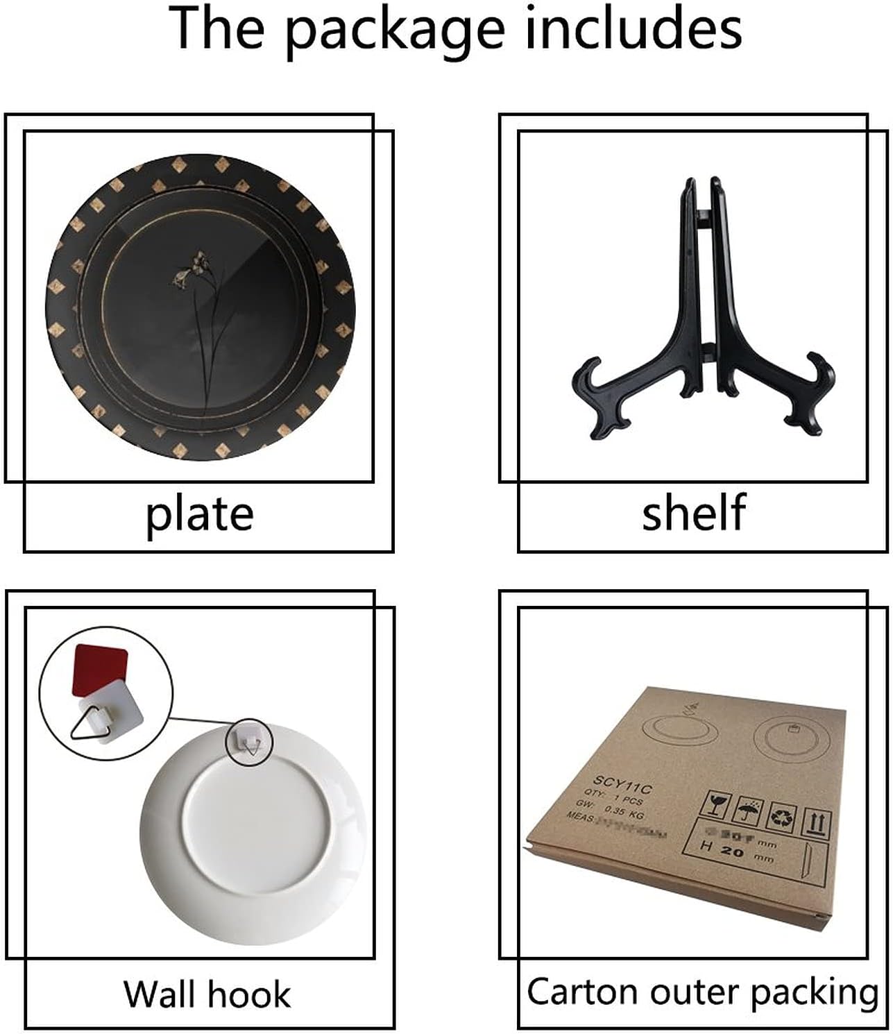 Pattern Decorative Ceramic Wall Plate Black And Gold Blue Pipe Microwave & Dishwasher Safe Ceramic Ornament for Kitchen and Family Party Use 8 inch