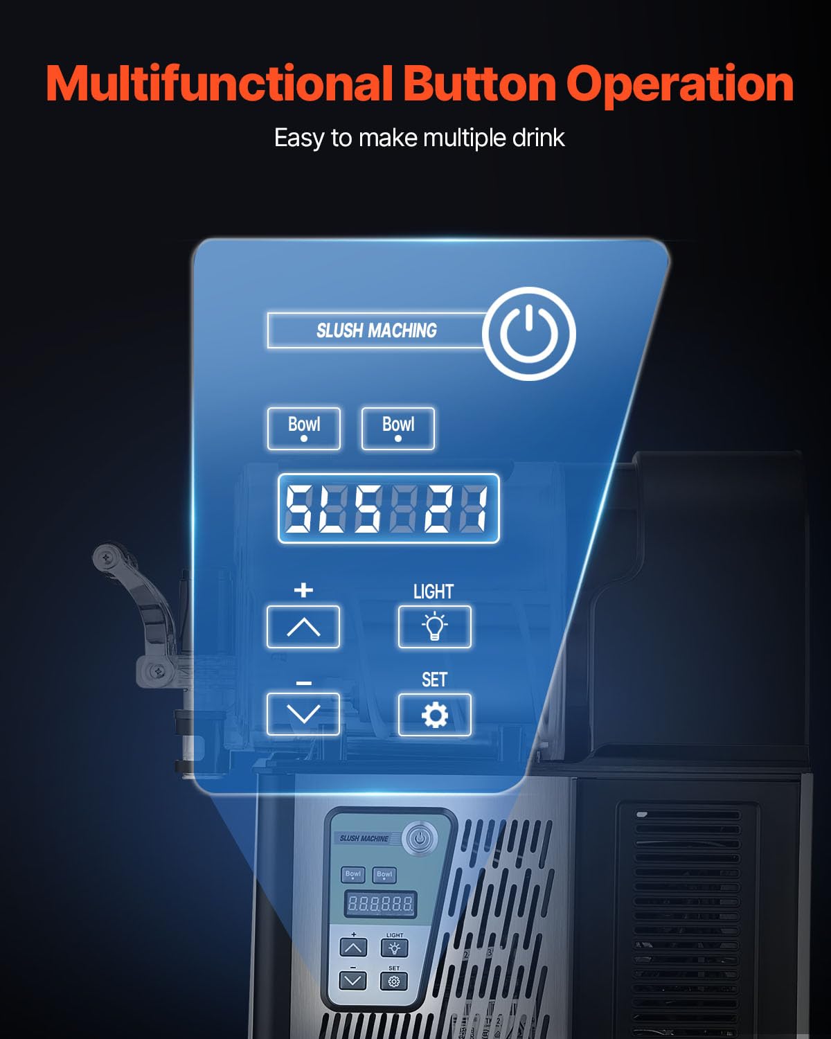 VEVOR Machine à Granité Commerciale 2x3L Double Réservoir, Machine à Boissons Glacées en Inox de 24 Tasses, Distributeur de Boissons Frappées Granitas Margarita Smoothie, pour Restaurants Cafés Bars