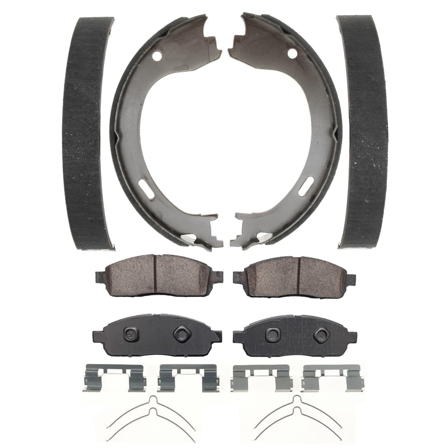 Detroit Axle - Front Ceramic Brake Pads + Rear Semi-metallic Brake Shoes