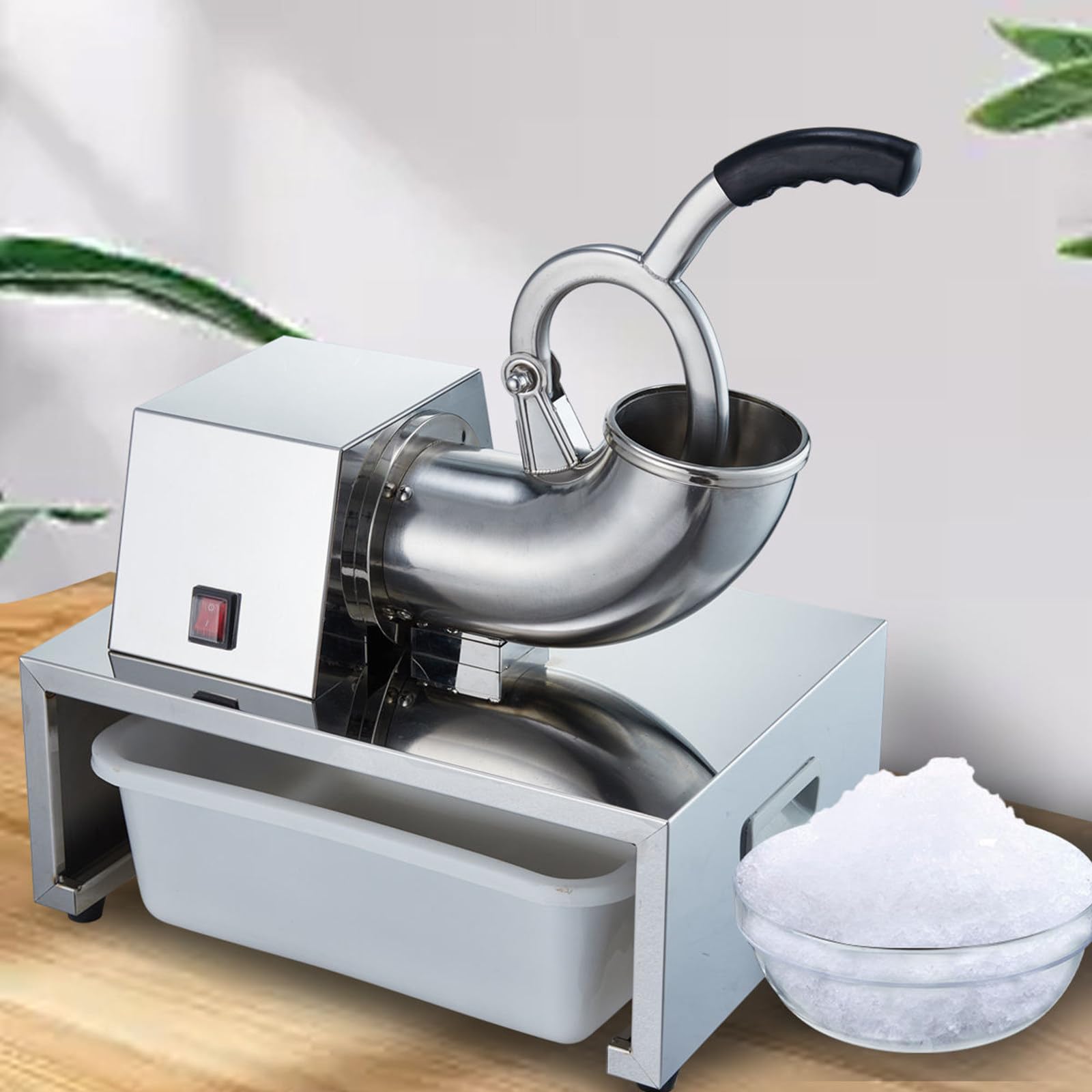 Rasoir à glace en acier inoxydable, 100 kg/h, machine commerciale de cônes de neige avec boîte de rangement en acrylique pour événements, famille, bars