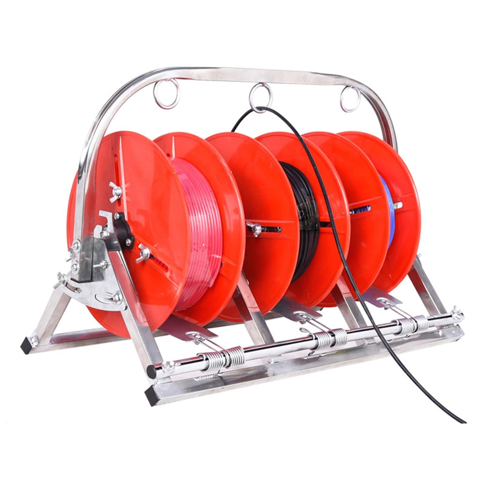 WDSOPK Spool Holder 4 Roll Cable Cart - Heavy Duty Stand Filament Storage Rack Cable Reel Dispenser Wire Reel Holder For Electrical Industry Retail (Red 59x30x40cm)