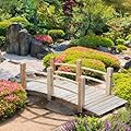 Generic 5 ft Garden Bridge, 500 LBS Capacity Arch Bridge Small Wooden Bridge with Safety Rails, Decorative Pond Landscaping, Backyard, Creek or Farm, Beige, YABEY052701