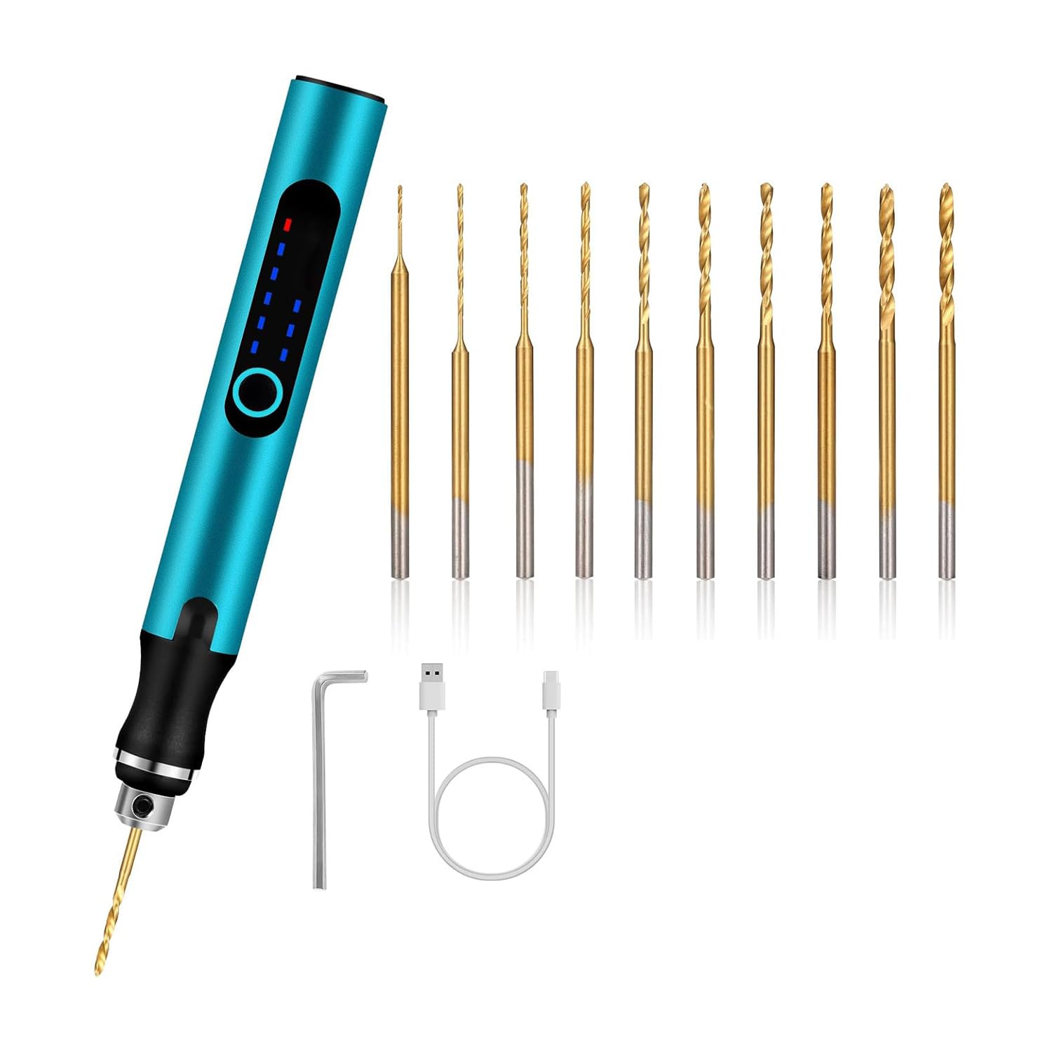 3-Speed Electric Mini Drill Pen Rechargeable DIY Electrical Hand with 10 Small Drill Bits Electric Engraving Tool Kit for Wood Resin Keychain Pendant Earring Jewelry Making Stone Plastic