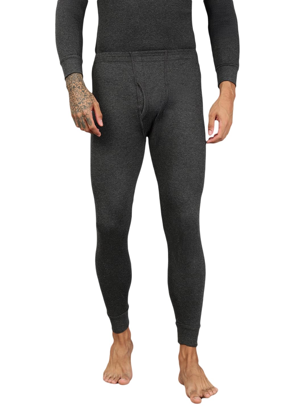 HEATEK Men's Black Melange Thermal Trouser |Thermal Bottom for Men | Style -555 | Pack of 1