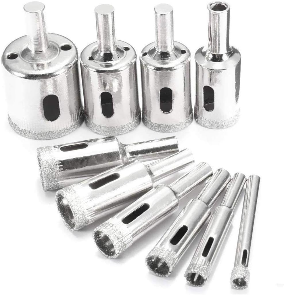 Round Diamond Drill Bit Set Of 10 Pcs Glass Hole Saw For Tiles Glass Ceramic Marble Bottles Diy,6Mm - 30Mm